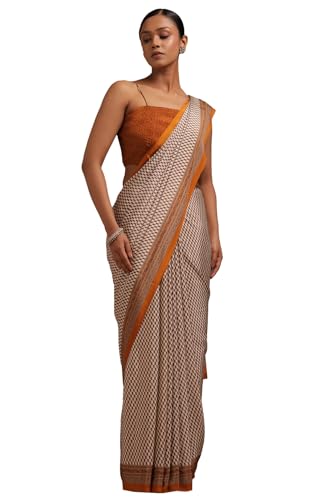 Soch Womens Cream Crepe Floral Print Saree
