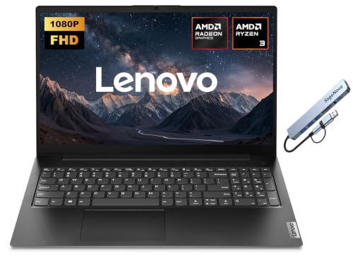 Lenovo V15 G4 15.6" Business Laptop Computer, 16GB RAM 256GB SSD, AMD Ryzen 3 7320U Processor, Windows 11 Pro, FHD 1920 x 1080 Display, SageNova Docking Station, Black