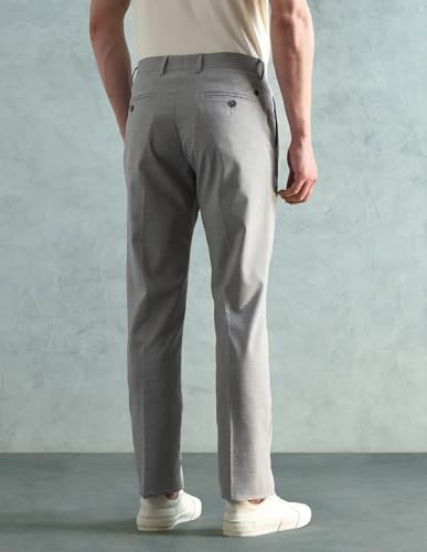 Arrow Men's Tapered Fit Mid Rise Trousers (ARAEOTR2191_Light Grey_34)
