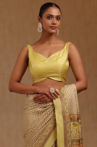 Soch Womens Yellow Art Silk Floral Print Saree