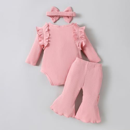 Hopscotch Baby Girls Textured Print Full Sleeves Pink Pant set For Ages (9-12 Months)
