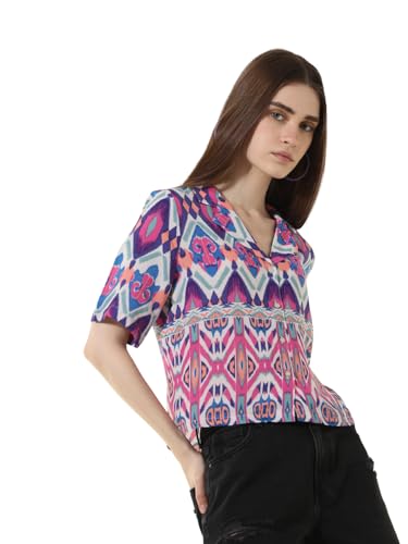 ONLY Women Printed Viscose Purple Shirt