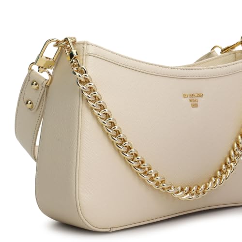 Da Milano Leather Shoulder Bag for Women - Marshmallow White (LB-00749A-OL)