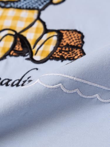 The Souled Store Winnie The Pooh: Reading Era Women and Girls Short Sleeves Round Neck Light Blue Embellished Cotton Oversized Breathable Comfortable Summer T-Shirts