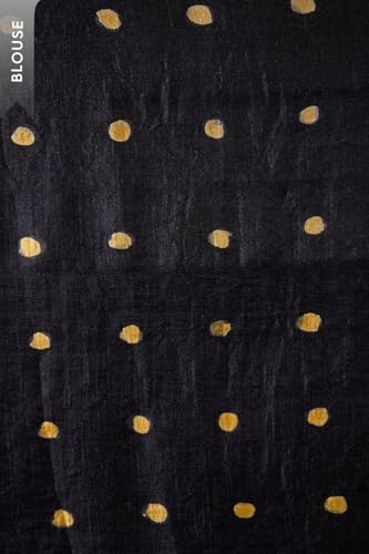 Taneira Women Black Bengal Silk Hand Painted Saree with Unstitched Blouse Piece (SAPH01AA1364-Black)