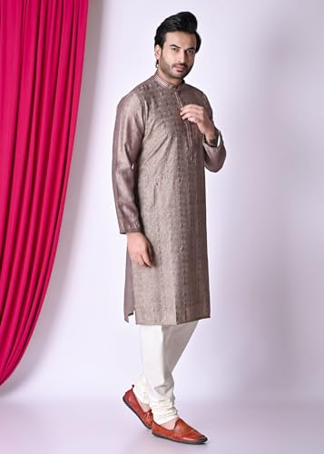 sajindia Men’s Traditional Kurta | Elegant Ethnic Wear for Men | Comfortable Fabric | Festivals, Weddings & Celebrations | Style 100 Chocolate