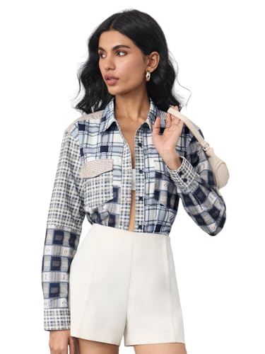 The Souled Store Plaid Shirt: Aster Women and Girls Full Sleeves Spread Collar Plaid Cotton Regular Fit Lightweight Comfortable All-Season Casual Wear Shirts