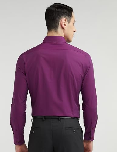 Van Heusen Men's Cotton Solid Slim Fit Formal Shirt (Vhsfrslbp58028_Wine 42)
