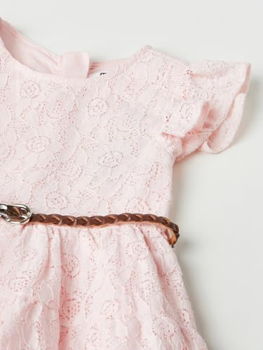 Max Girls Lace Dress with Belt (Pink_3-4 Y)