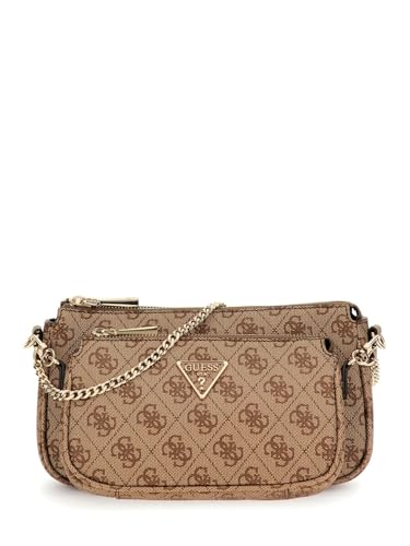 GUESS Brown Printed Noelle Pouch Crossbody Bag