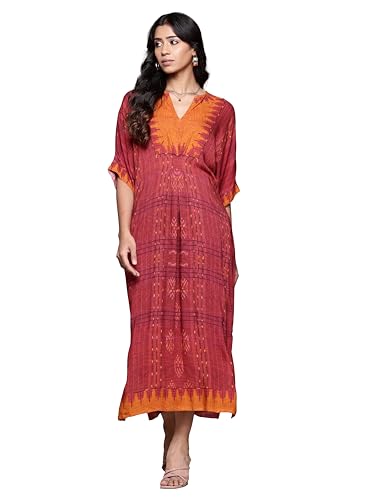 Ritu Kumar V-Neck Half Sleeves Kaftan Burgundy