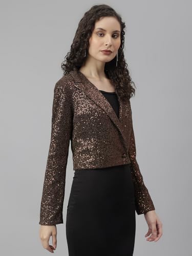 Latin Quarters Women's Copper Full Sleeve Sequins Party Jacket