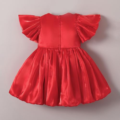 Hopscotch Girls Red Short Sleeves Sequin Bodice Flared Party Dress for Age (12-18 Months)