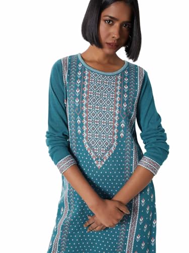 Max Women Knit Straight Winter Kurta (Blue_S)