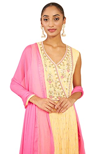 Soch Women Beige Art Silk Embroidered Gown