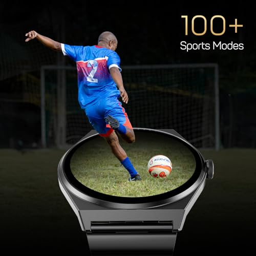 Fire-Boltt Phoenix Nova Smartwatch 1.43” Slim Super AMOLED Display, 466x466 Pixel Always-On Display, Bluetooth Calling, Health Tracker for Men & Women Obsidian Black