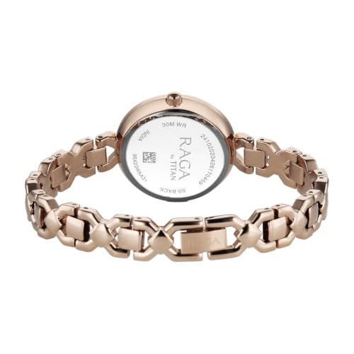 Titan Raga Spotlight 2.0 Quartz Analog 3Hands Display Silver Dial Rose Gold Color Strap Watch for Women - 95420WM01