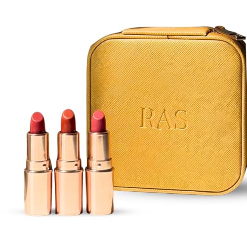 RAS Luxury Oils Lumiere Satin Matte Mini Lipstick Set of 3 for women | Long Lasting Hydrating Satin Matte Lipsticks | Creamy Pigmented Mini Lipstick Trio | Travel Size Lipstick Set for women | Lightweight Lipstick