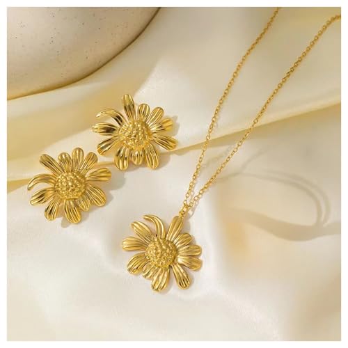 Elegant Stainless Steel Jewellery Set for Women | Gold Plated Necklace, Bracelet & Earrings | Bridal, Party & Festive Jewellery | Cute & Stylish Fashion Jewellery for Girls | Romantic Gift for Valentine’s, Birthday & Anniversary for Wife, Girlfriend & Gir