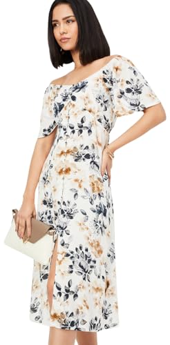 Max Women's Polycotton Modern Midi Dress (DTI3601_Ivory