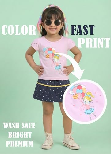 MI Kidz Girls Pure Cotton Top & Skirt Set - Pack of 3