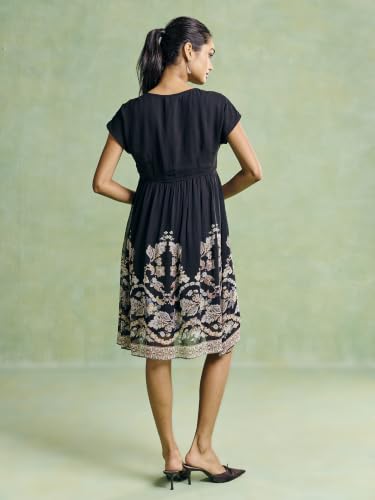 Aarke Ritu Kumar Black Rosete Short Dress