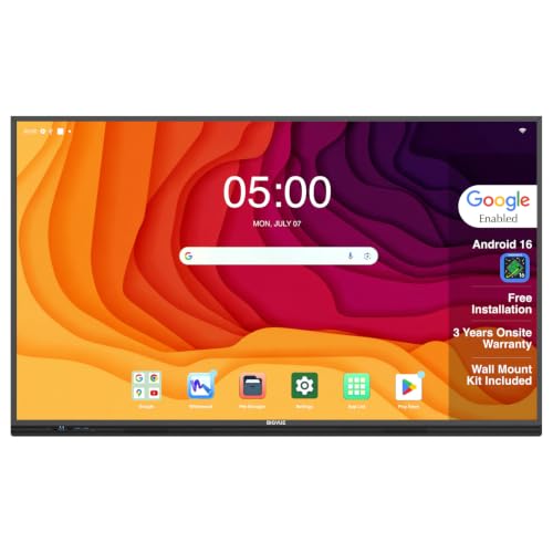 BIG VUE Pro 65 inch Android 16 Interactive Television | 4K UHD AI Enabled EDLA Flat Panel Digital Display Board | Ultra Octa-Core Processor | 8GB RAM + 128GB ROM | Zero Bonding for Teaching & Business