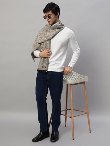 Ravaiyaa - Attitude is everything Men Reversible Floral Pattern Wool Scarf Muffler Winter Wear Warm Scarves 72" X 14" Inch (Beige)