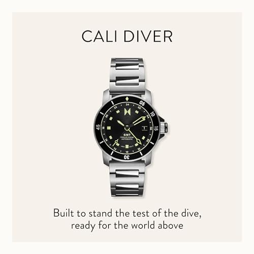 MVMT Stainless Steel Cali Diver Men Automatic Analog Watch, Frontier Black Dial, Minimalist, Black Band