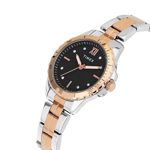 TIMEX Analog Watch for Women with Black Dial & Multicolor Stainless Steel Bracelet Band - Water Resistant Women's Wrist Watches -TWEL232SMU05