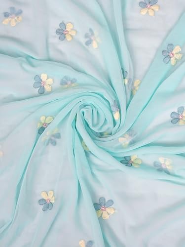 Ada Hand Embroidered Lucknowi Chikankari Unstitched Georgette Dress Material Suit Piece with Dupatta for Women 01A896012 Sea Green