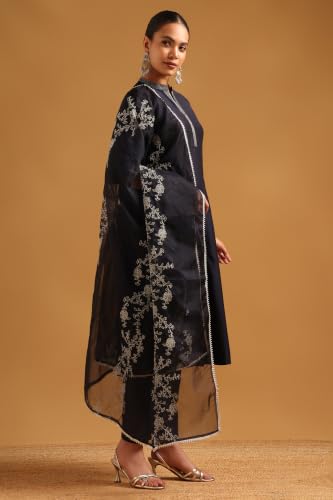 Soch Womens Navy Blue Art Silk Zari Embroidered Salwar Suit
