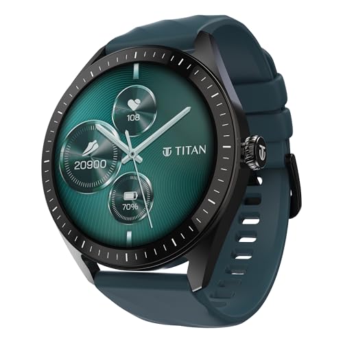 Titan Crest 2.0 Smart Watch for Man & Women, 1.43" AMOLED Display, Silicone Strap, BT Calling, Tailored Activity Tracker, 100+ Sports Modes, Fast Charging, Smart Watches for Women Latest & Men (Green)