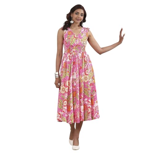 Biba Women Pink Viscose Rayon Kalidar Dress_38