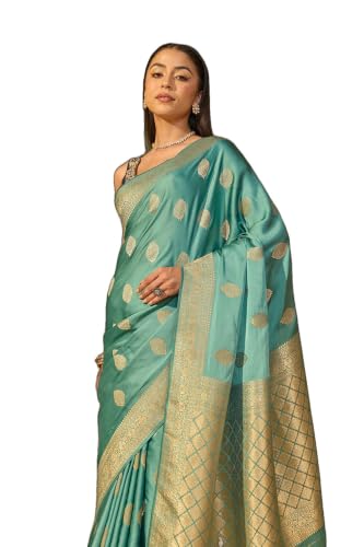 Taneira Light Blue Woven Viscose Satin SareeWith Unstitched Blouse(SAPP01AE2711-Light Blue)