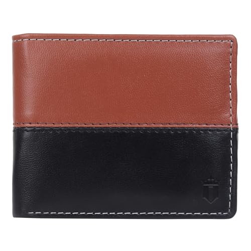 Louis Philippe Wallet for Men Bi-Fold Slim & Sleek Genuine Leather (Tan & Black) | Without Brand Box