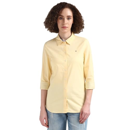 Tommy Hilfiger Yellow Solid Spread Collar Full Sleeve Shirt