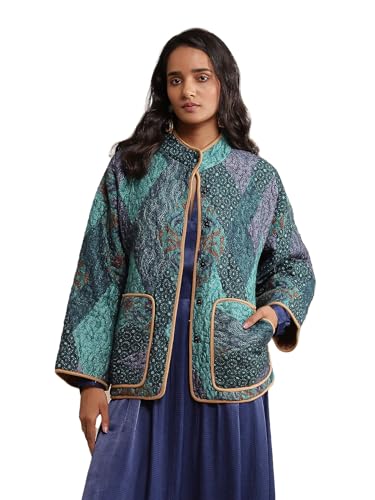 Ritu Kumar Blue Micro Print Quilted Jacket