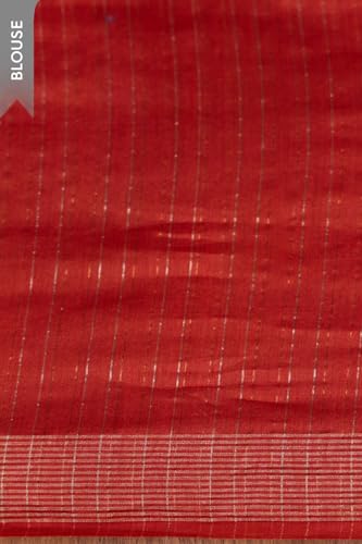 Taneira Women Red Bengal Pure Silk Cotton Jamdani Saree with Unstitched Blouse Piece (SAPH01AB2049-Red)