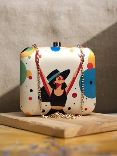 Artklim Cheerful Girl Portrait Printed Clutch