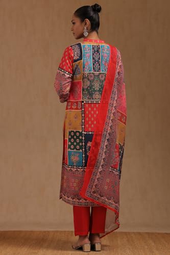 Soch Womens Multicolour Muslin Ethnic Motifs Suit Set With Beads