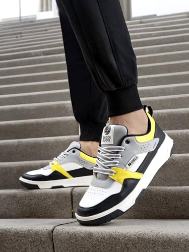 Bacca Bucci Urban Genesis 1.0 Sneakers: The Pinnacle of Street-Smart Elegance with Breathable Perforated Design and Robust Sole for The Modern Trailblazer (Yellow and White, 7)