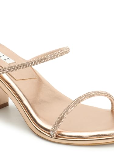 ELLE Women's Fashionable Slip On Heel Sandals Colour-Rose Gold, Size-UK 8