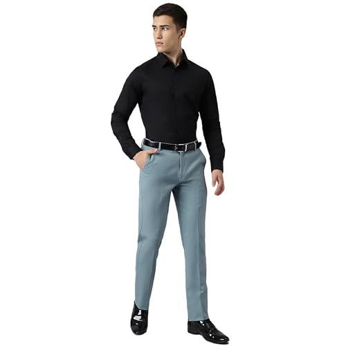 SUBTRACT Men 4 Way Stretch Wrinkle Free Slim Fit Formal Trouser in PowderBlue with 2 Inch Flexible Waistband | Men's Trousers for Office Or Party (PowderBlue,38)