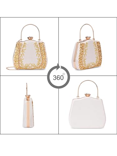 TOOBA Handicraft Women's Floral Embroidered Sequinned Envelope Clutch Bag| Evening Bag, Bridal Purse & Party Handbag | Wedding & Special Occasion Clutch