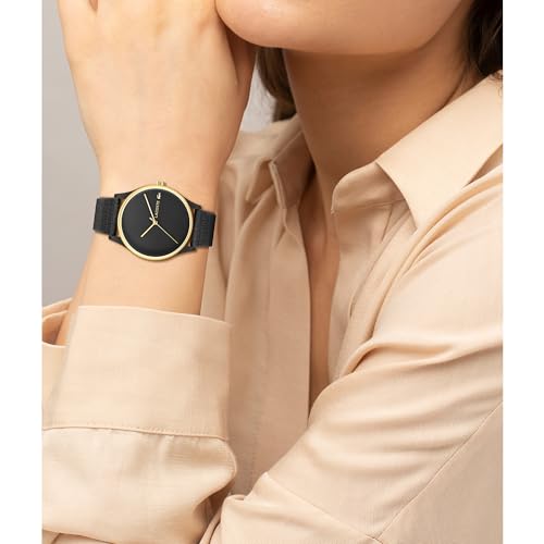 Lacoste Crocodelle Qtz Basic Black Round Dial Women's Watch|Black Silicone Material|Multi Color Band - 2001249