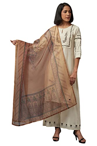 W for Woman Women's Polyester Wishful Yellow Organza Dupatta, Free Size