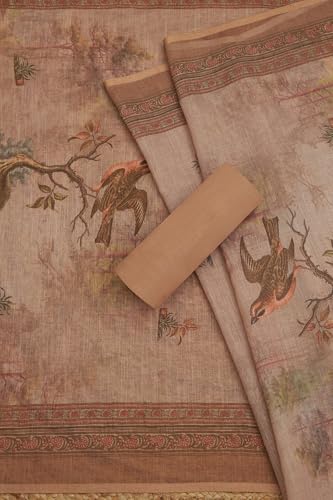 Soch Womens Earth Linen Woven Design Unstitch Dress Material With Sequins