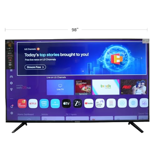 Haikawa 98" Premium QLED 4K Smart TV | Luxe Series Frameless Anti-Glare DLED A+ Display | webOS Hub | HDR10, HLG & Dolby Atmos | Magic Remote