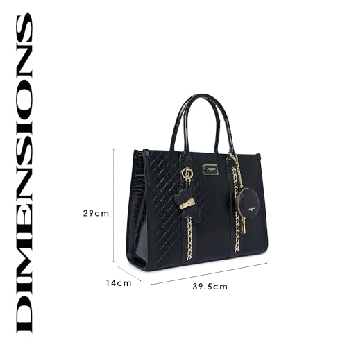 Akiki London Women's Hounslow 39 Large Box Handbag|comes with Pouch and Dog Charm|Stylish Ladies Purse|Office Handbag for Women